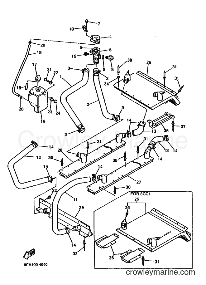 1994 Snowmobile VX600 - VX600 (8CA1) [010] - RADIATOR & HOSE