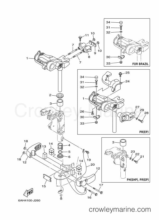 Yamaha Motors F20SMH-2010 (6AH4) [100] - BRACKET 3