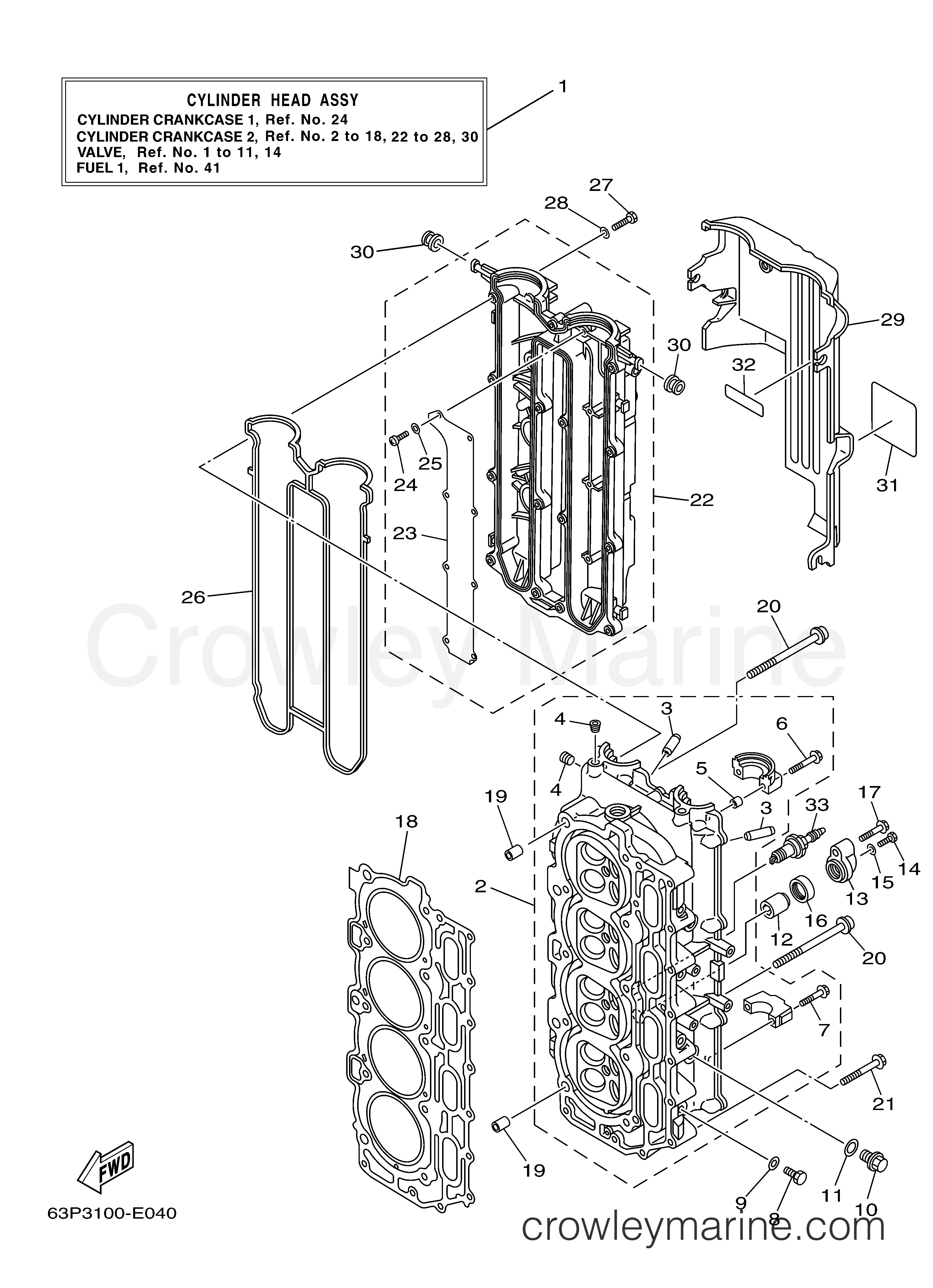 Yamaha Motors LF150TXR - CYLINDER CRANKCASE 2