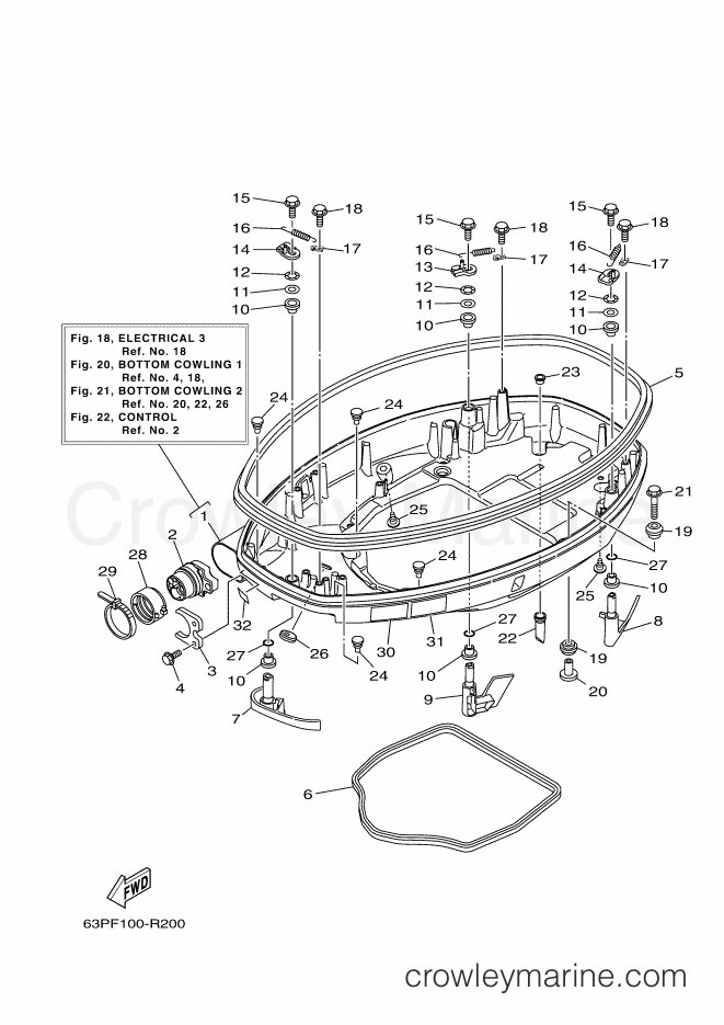 Yamaha Motors F150JB-2017 (63PF) [320] - BOTTOM COWLING 1