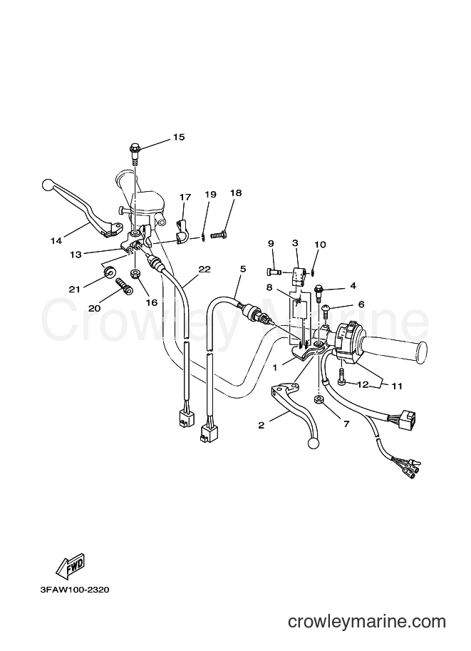 Yamaha Motors YFA1 (5VJ6) [020] - HANDLE SWITCH & LEVER
