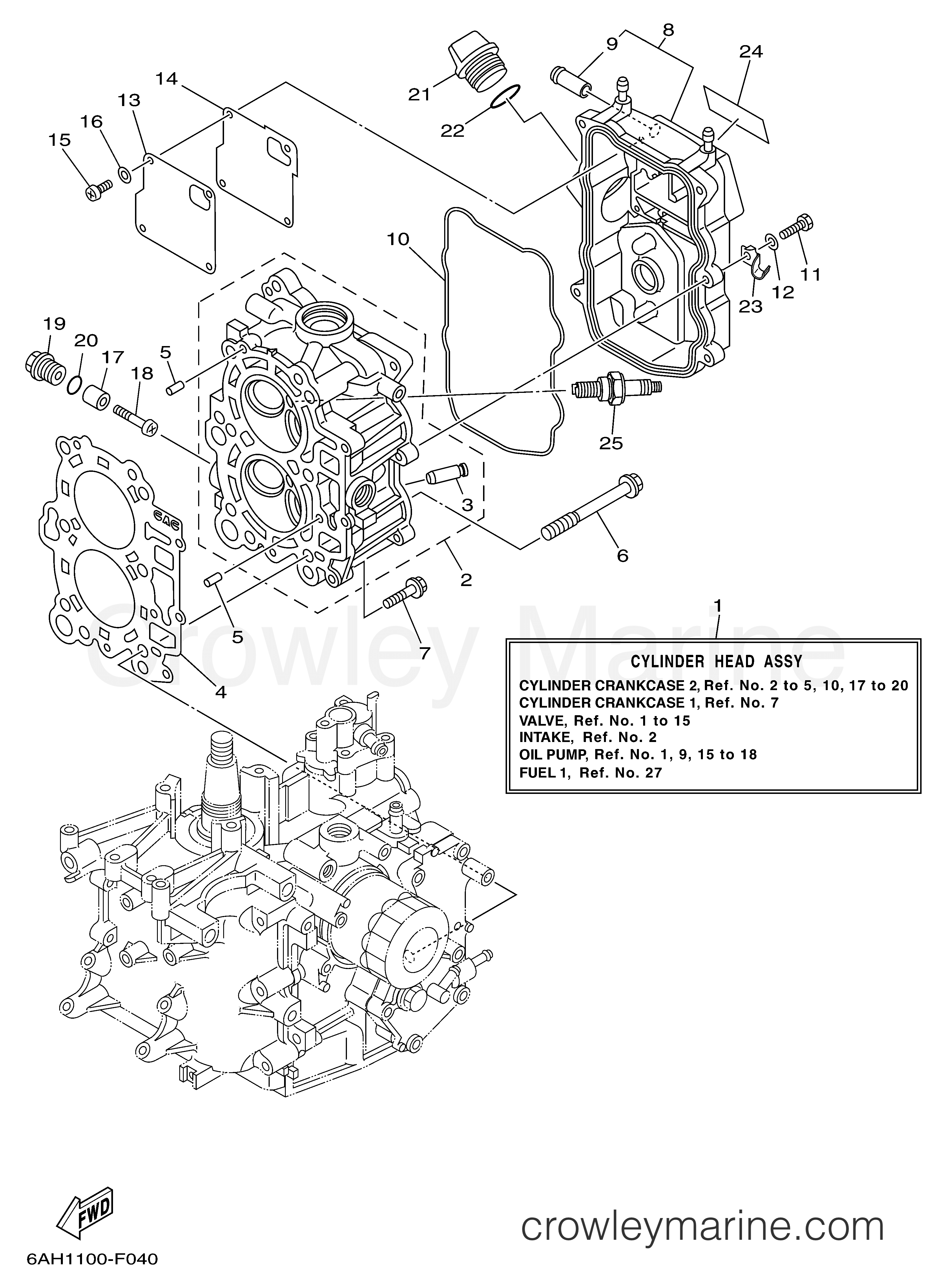 Yamaha Motors F15CESH - CYLINDER CRANKCASE 2