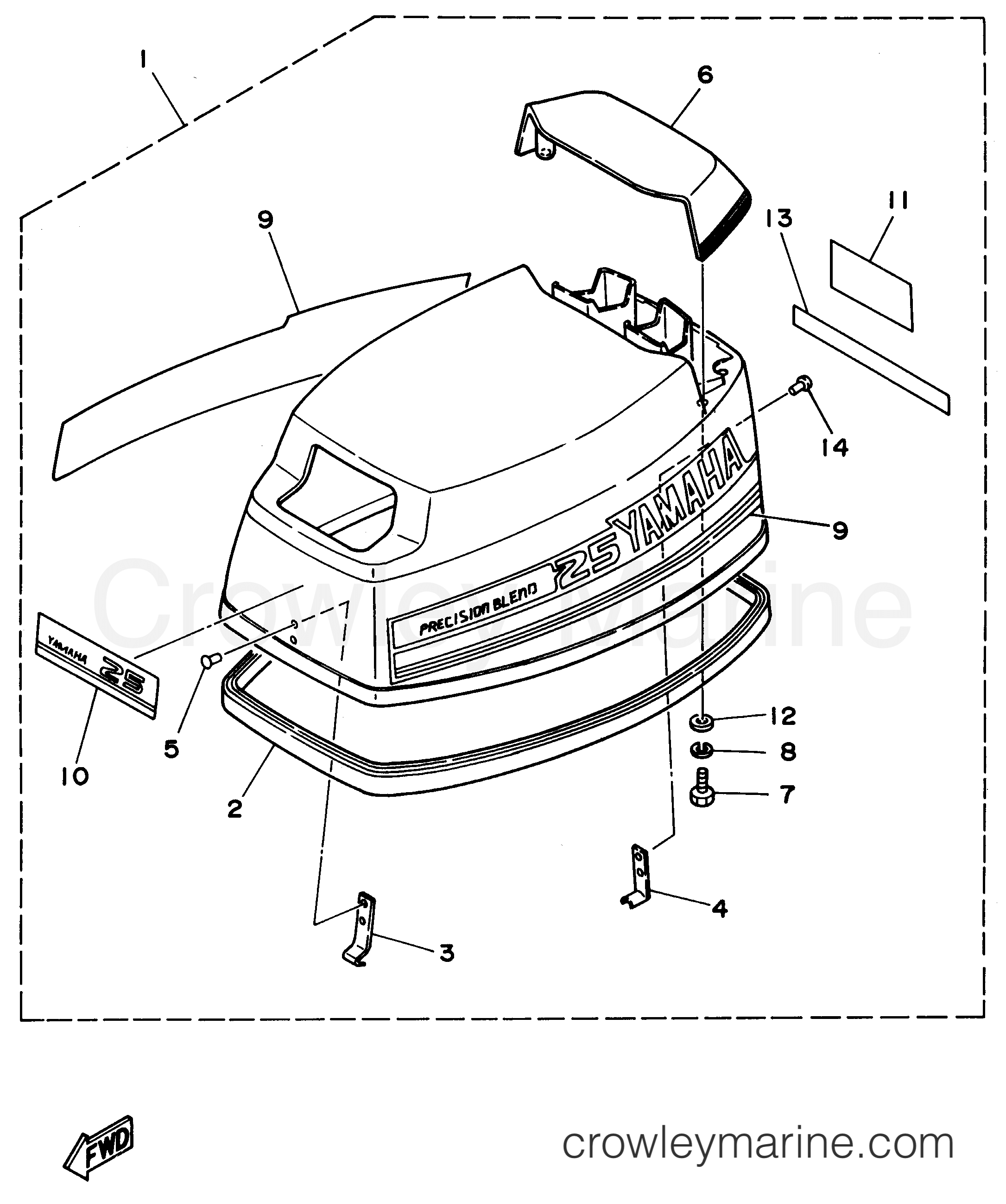 Yamaha Motors 25ESHV - TOP COWLING