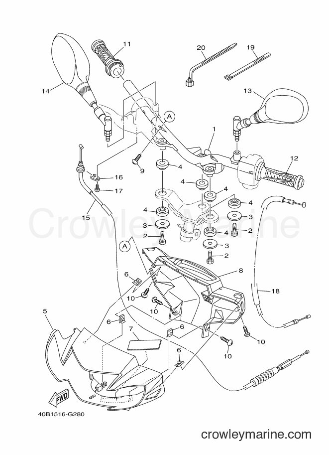Yamaha Motors T110C (40B1) [010] - STEERING HANDLE & CABLE