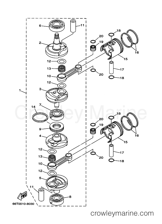 Yamaha Motors (E)40X (66T) [040] - CRANKSHAFT & PISTON