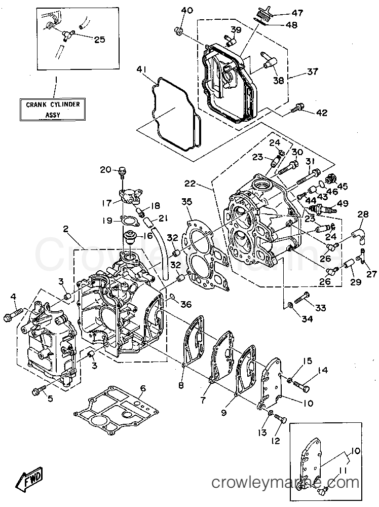 Yamaha Motors F9.9MLHS - CYLINDER CRANKCASE