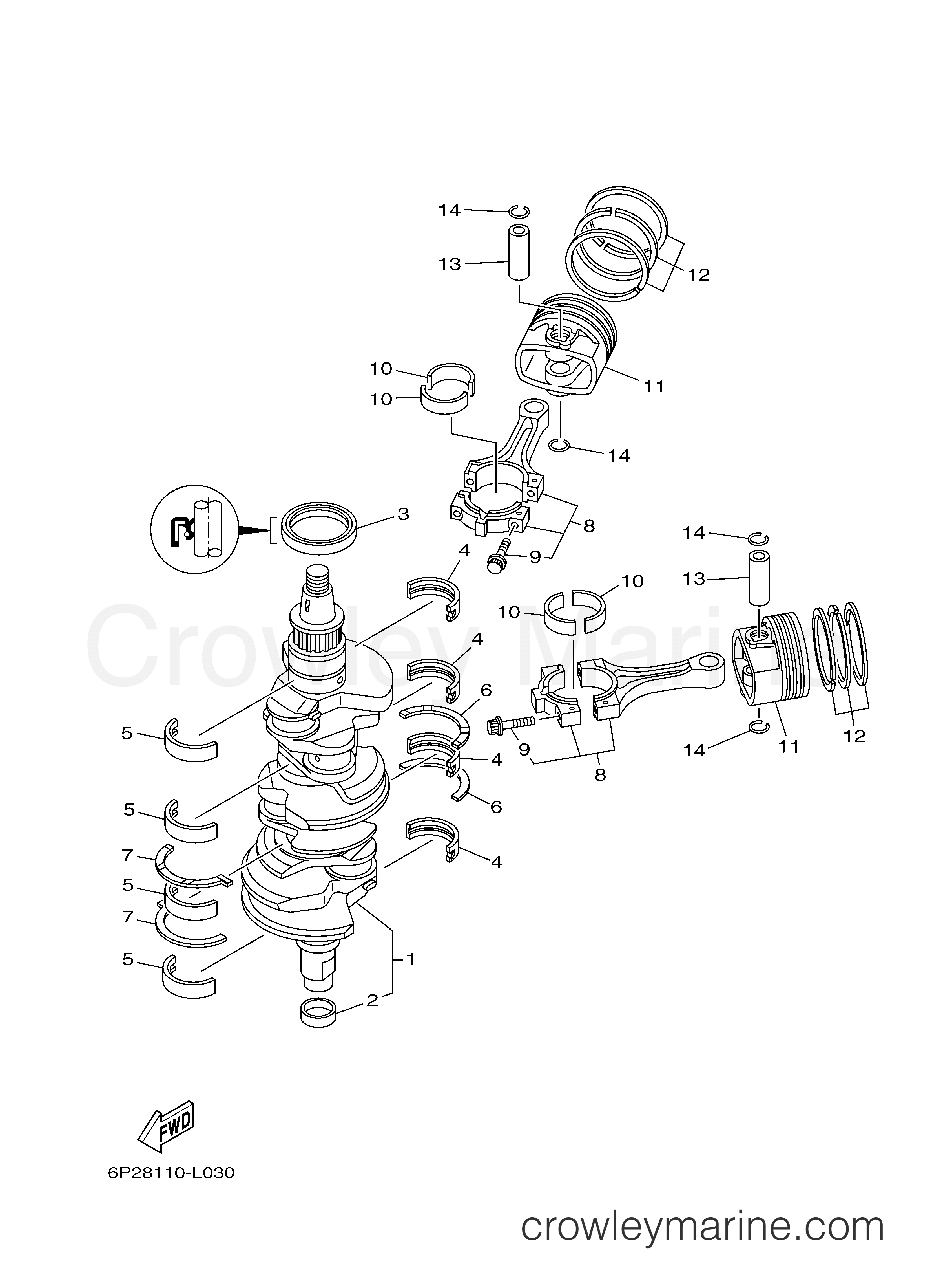 Yamaha Motors F200XA - CRANKSHAFT PISTON -1004258