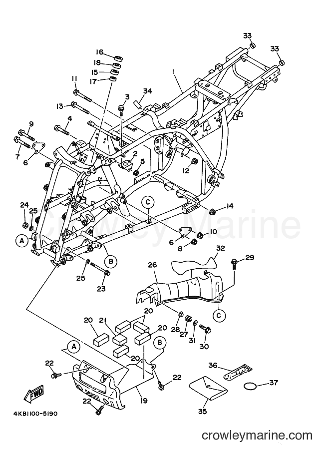 1996 ATV YFM350FW-X - YFM350FW-X (4KB5) [999] - FRAME