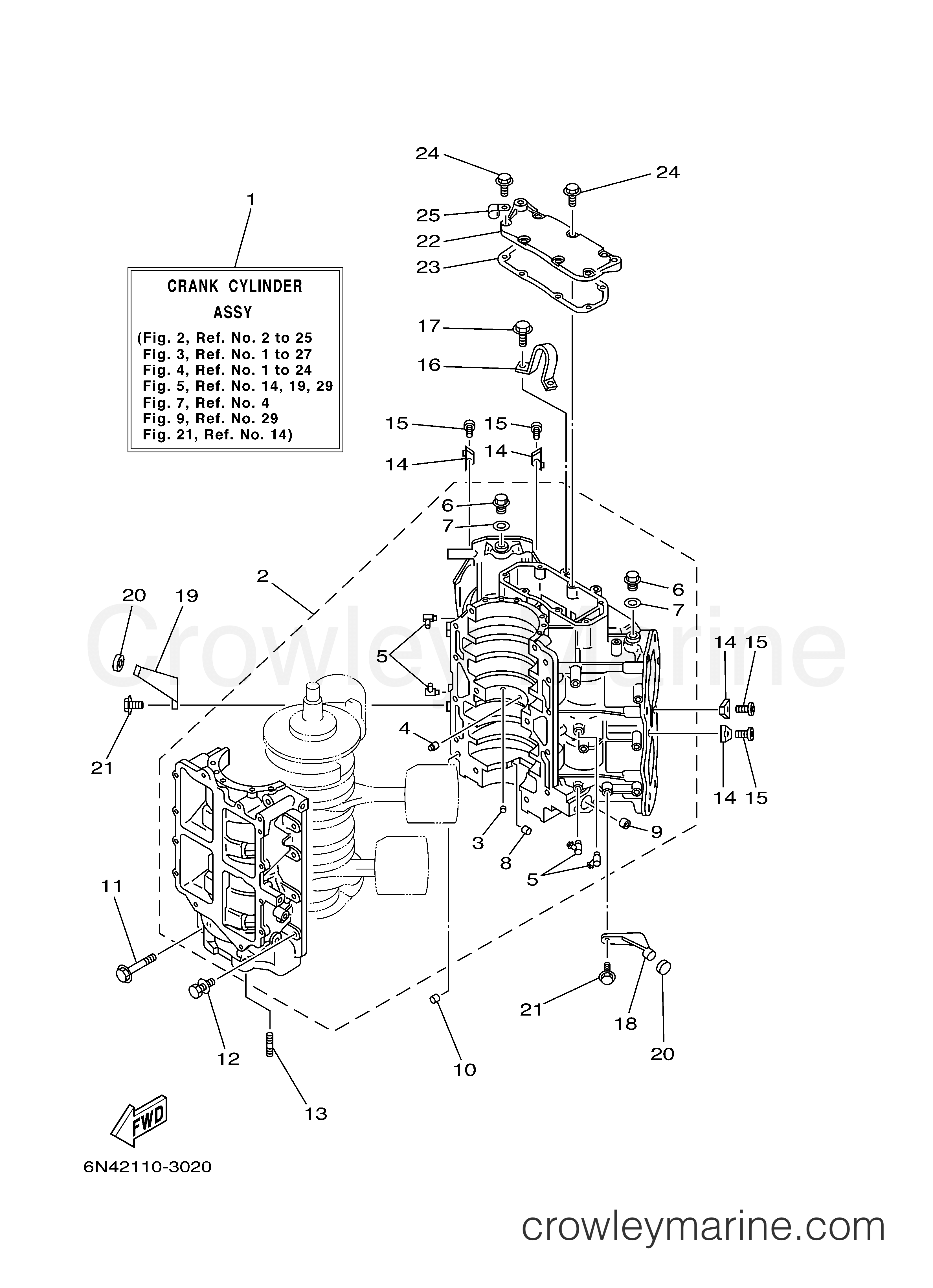 Yamaha Motors 115TXRB - CYLINDER CRANKCASE 1