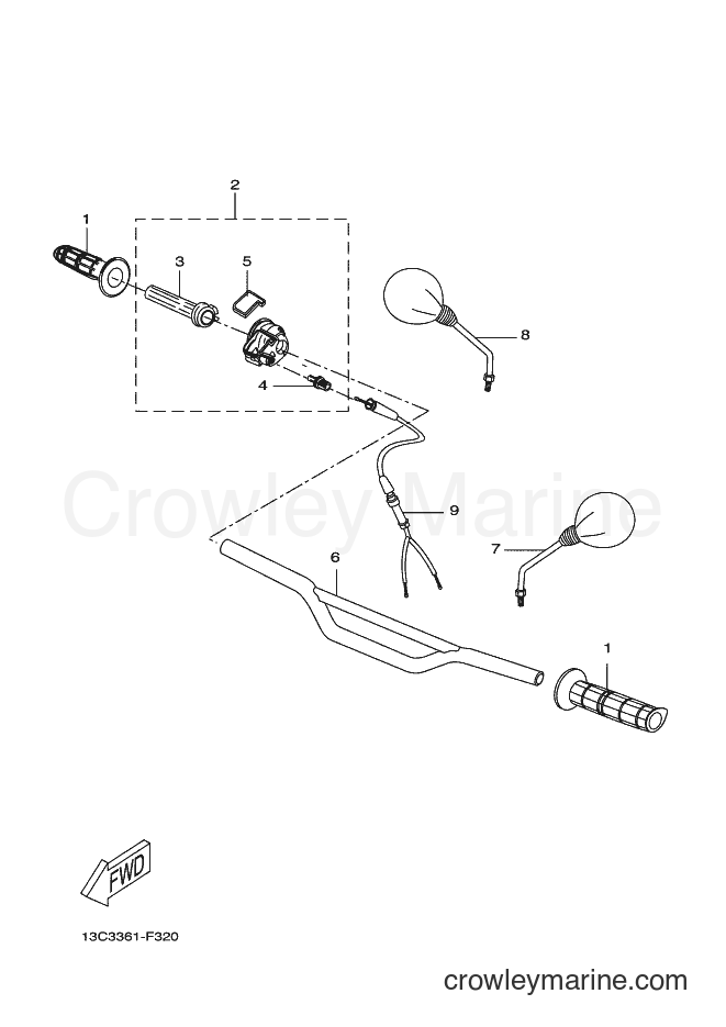 2007 Scooter DT50R - DT50R (13C3) [010] - STEERING HANDLE & CABLE