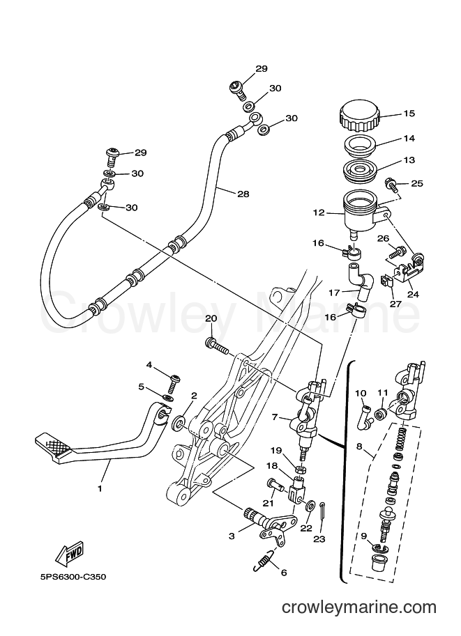 2007 Street Bike TDM900 - TDM900 (5PSC) [010] - REAR MASTER CYLINDER