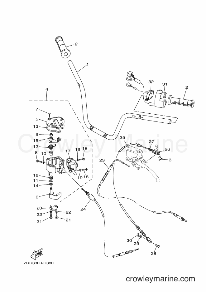 Yamaha Motors YFM700FWAD (B313) [010] - STEERING HANDLE & CABLE