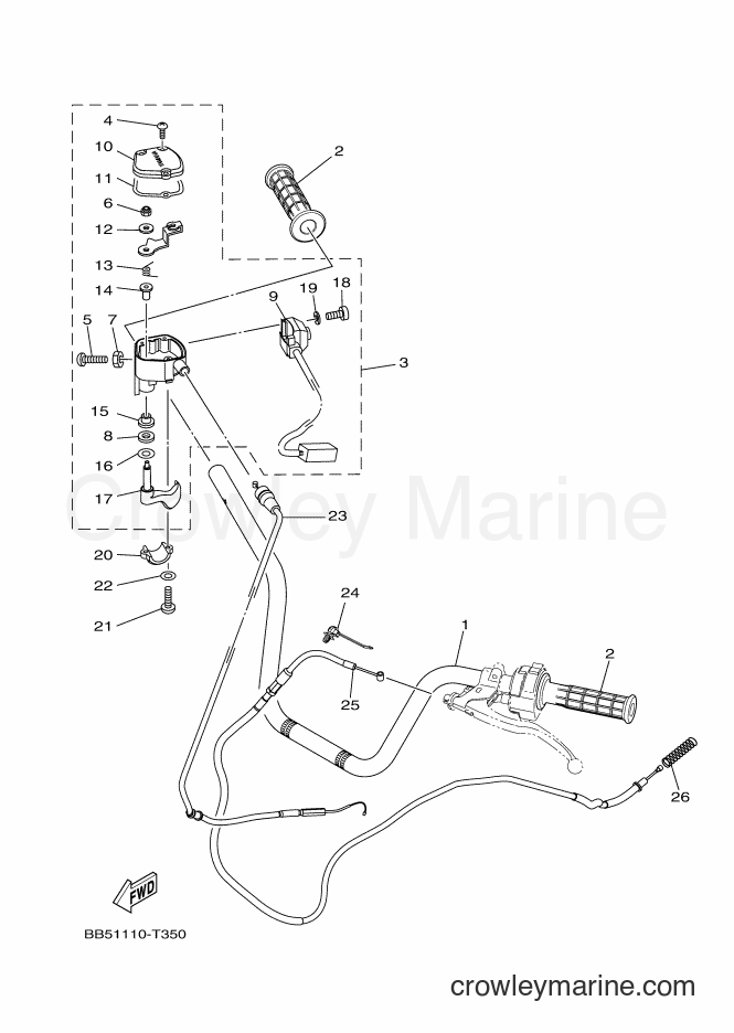 Yamaha Motors YFM450FWBD (BB5D) [010] - STEERING HANDLE & CABLE