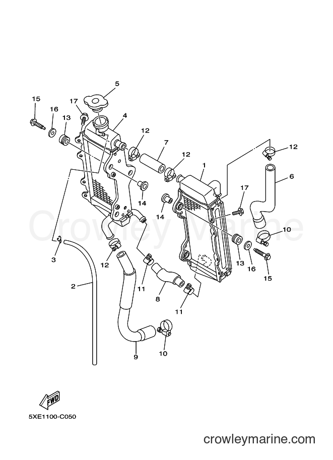 2004 Dirt Bike YZ125 - YZ125 (5XE2) [030] - RADIATOR & HOSE