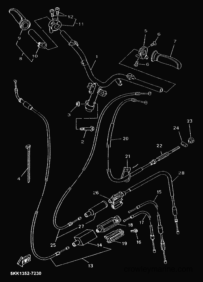 1999 Scooter YN100 - YN100 (5KK1) [99A] - STEERING HANDLE & CABLE