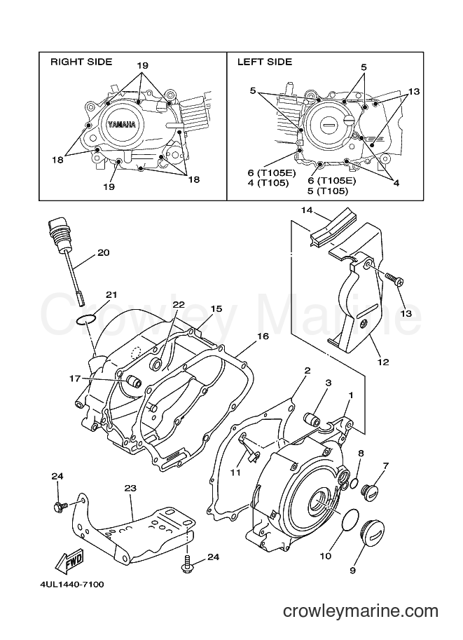 1998 Scooter T105 - T105 (4YS2) [010] - CRANKCASE COVER 1