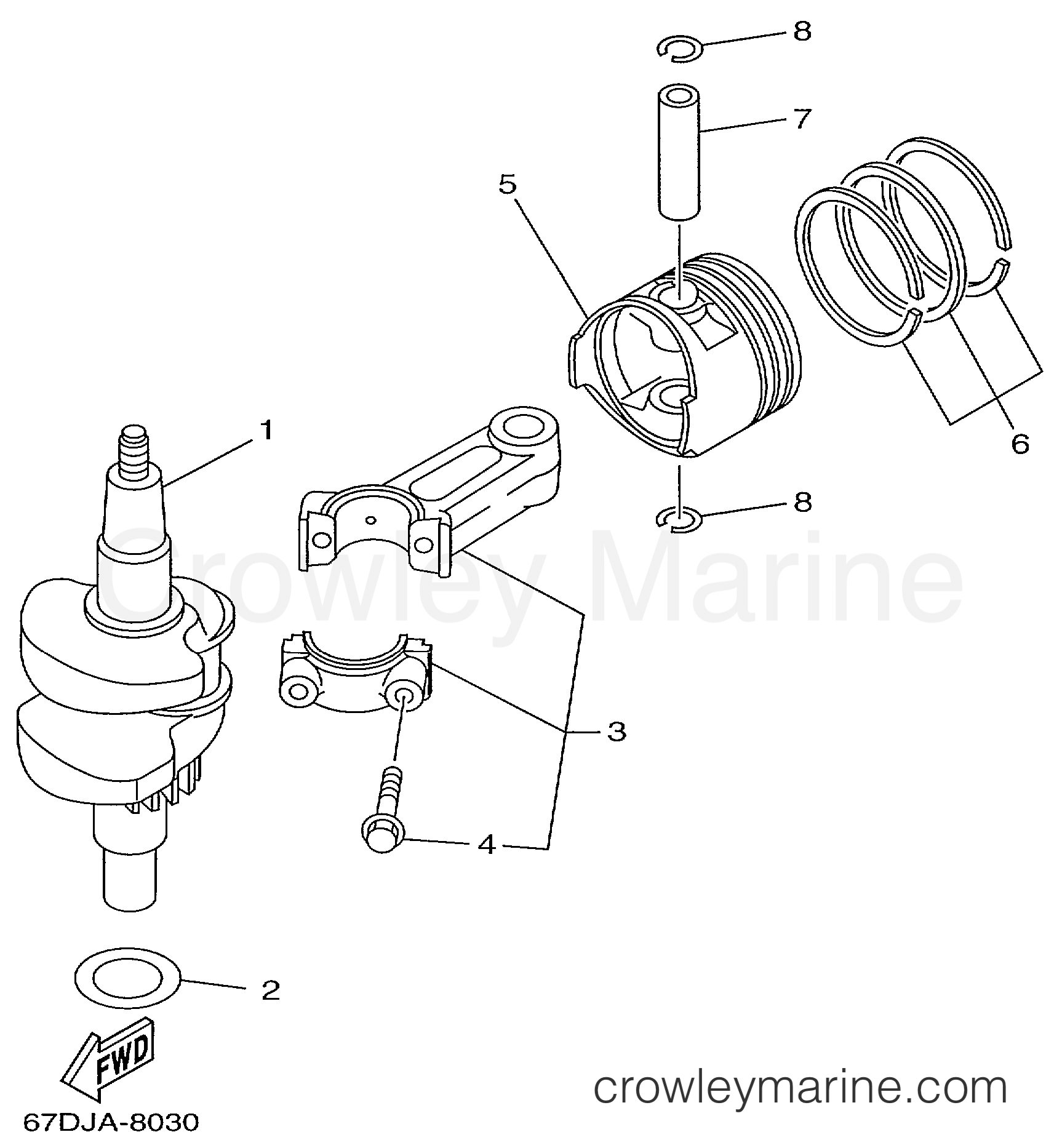 Yamaha Motors F4MSHX - CRANKSHAFT PISTON