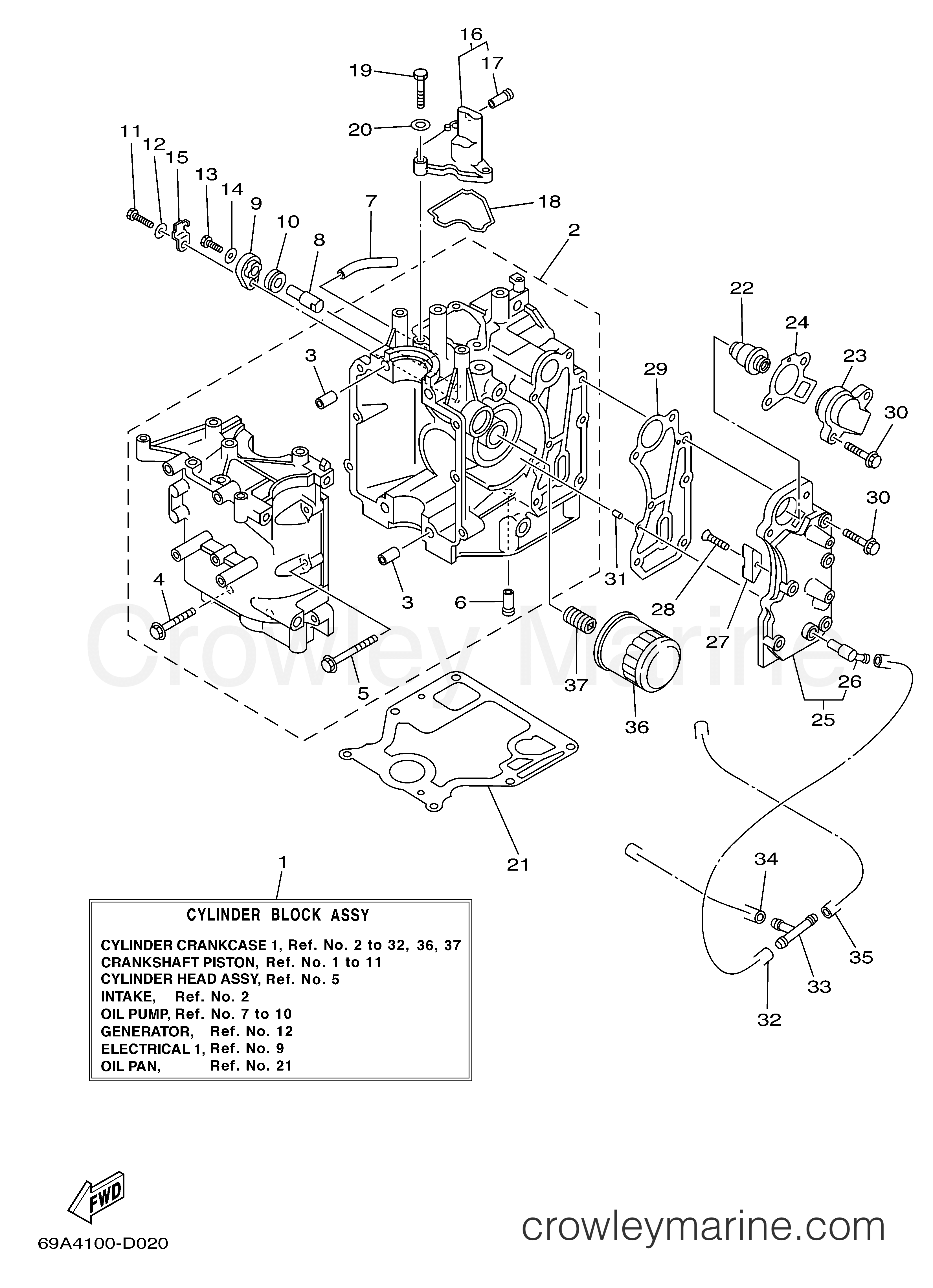 Yamaha Motors F15PLRD - CYLINDER CRANKCASE 1