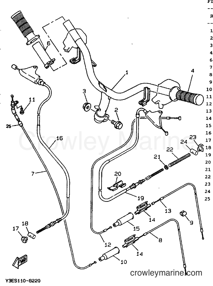 1990 Scooter CW50 - CW50 (3WV1) [999] - STEERING HANDLE & CABLE