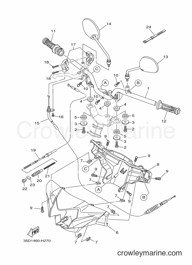 Yamaha Motors T110LE (35D1) [010] - STEERING HANDLE & CABLE