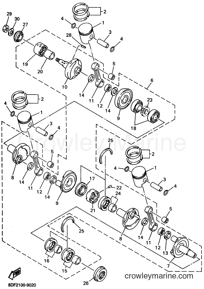 1999 Snowmobile SRX700 - SRX700 (8DN2) [020] - CRANKSHAFT & PISTON