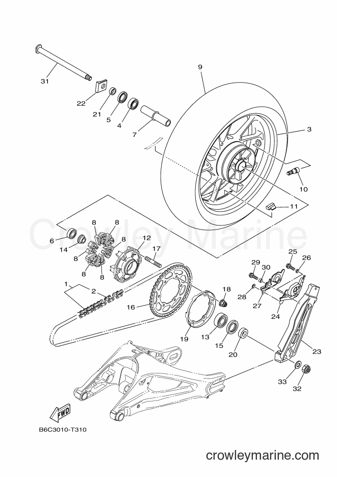 Yamaha Motors MTN850D (B6C3) [010] - REAR WHEEL