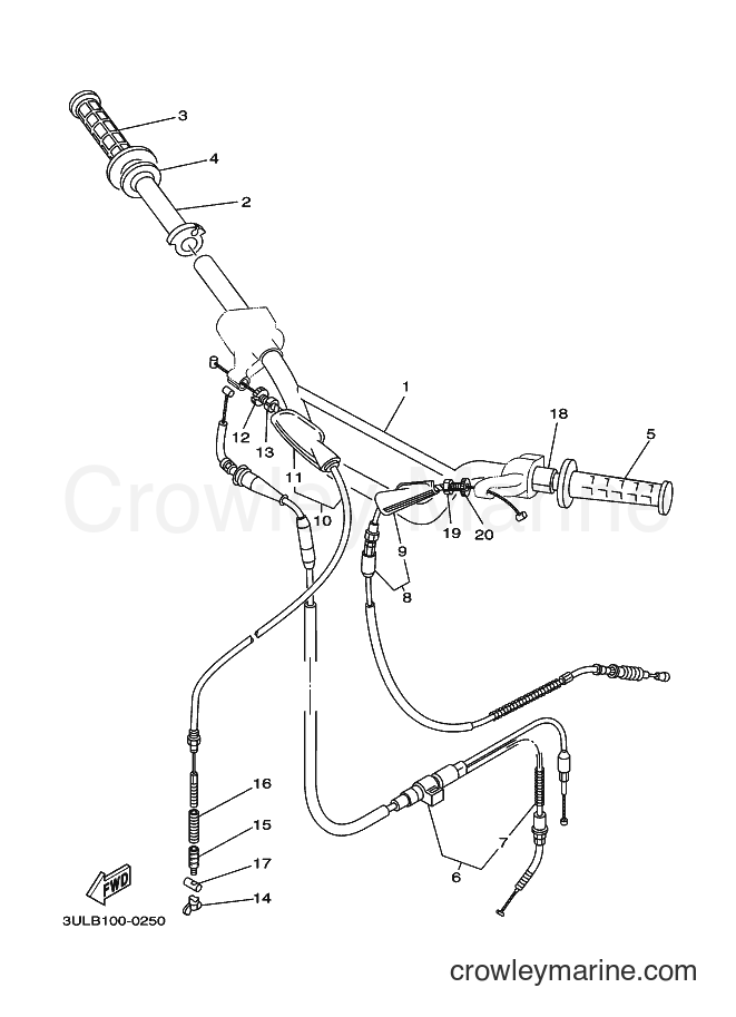 2000 Dirt Bike RT100 - RT100 (3ULB) [030] - STEERING HANDLE & CABLE