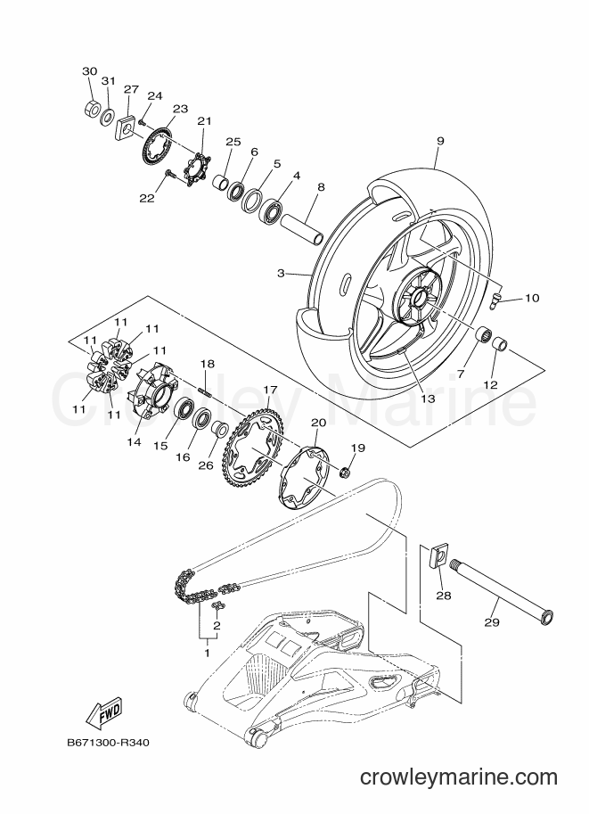 Yamaha Motors MTN1000 (B671) [050] - REAR WHEEL