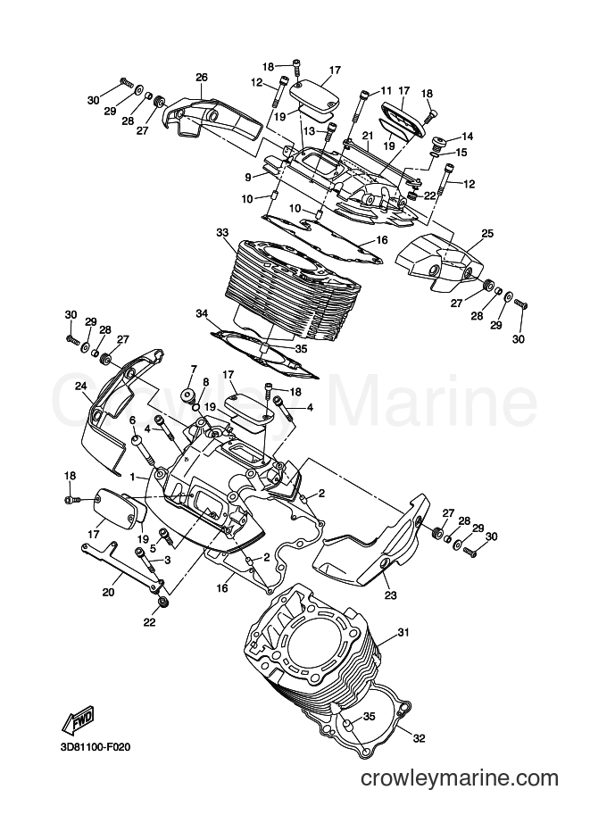 Yamaha Motors XVS1300A (11C1) [020] - CYLINDER