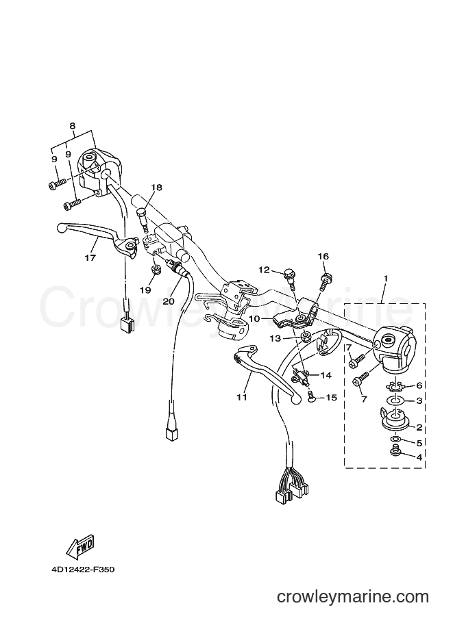 Yamaha Motors AF115C (4D12) [010] - HANDLE SWITCH & LEVER