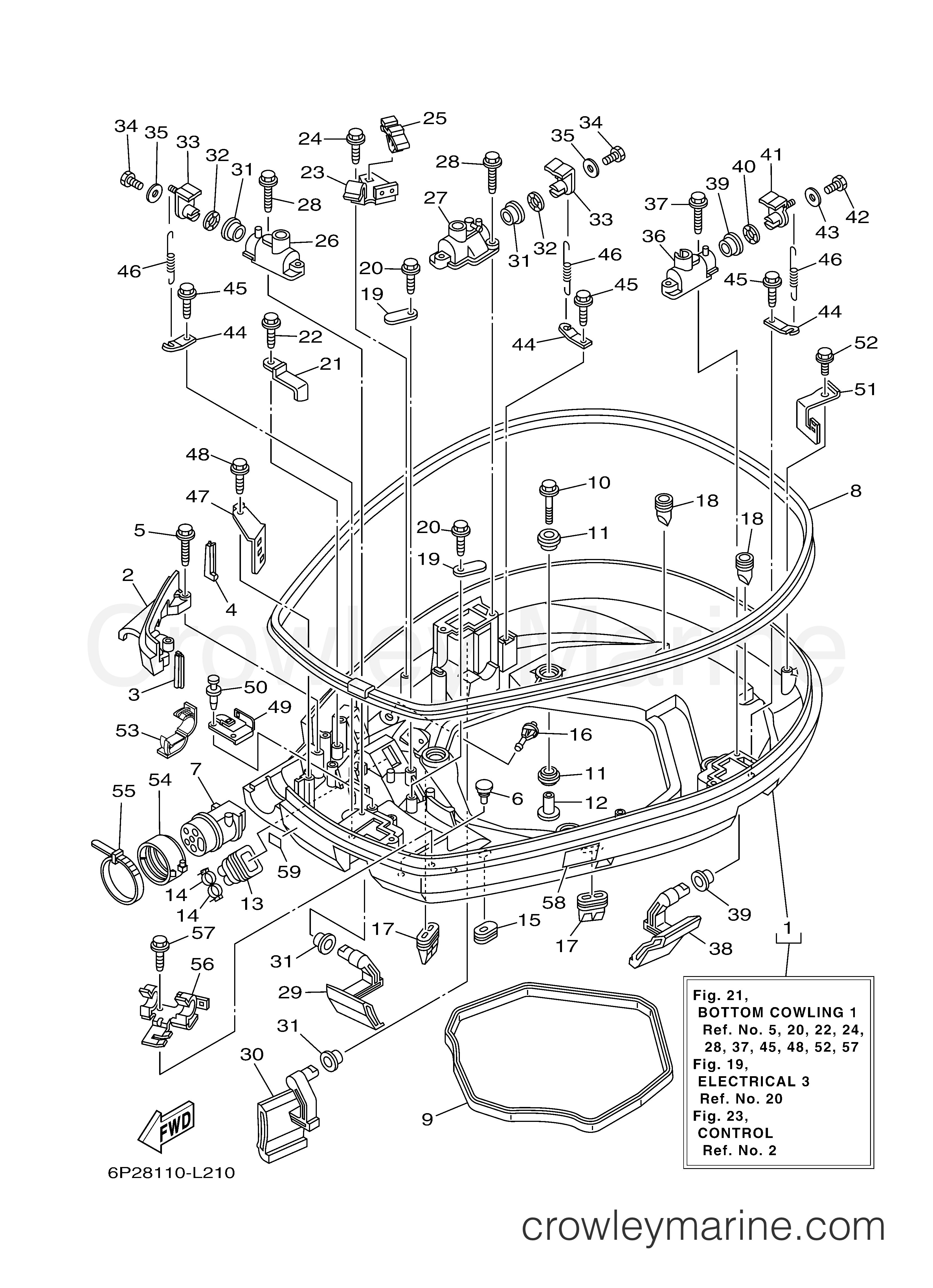 Yamaha Motors F200XA - BOTTOM COWLING 1
