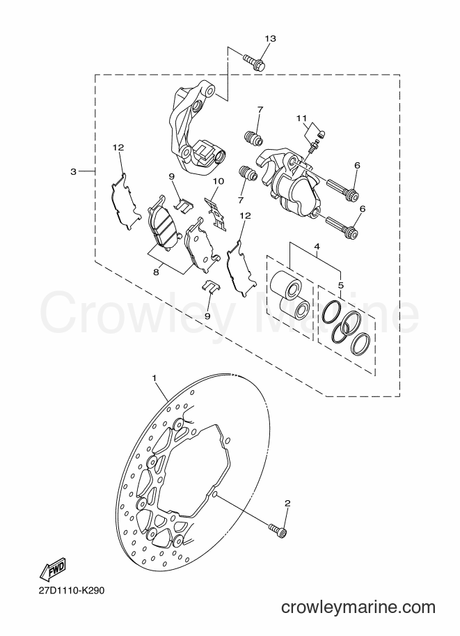 Yamaha Motors XVS13CA (1GP3) [010] - FRONT BRAKE CALIPER