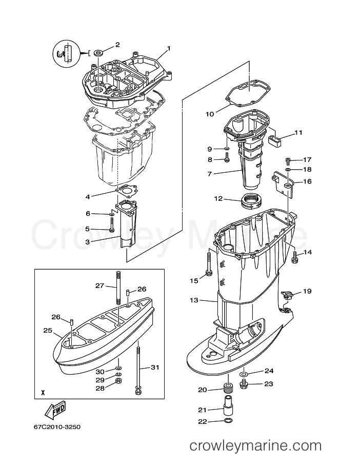 Yamaha Motors F30AMHD (69H5) [390] - UPPER CASING