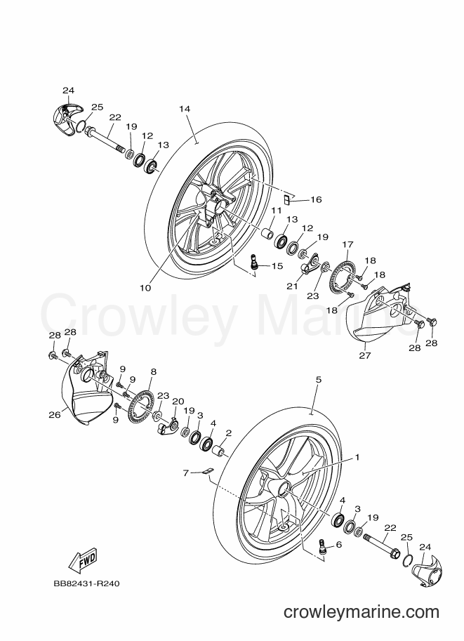 Yamaha Motors MWS125-A (BR77) [010] - FRONT WHEEL