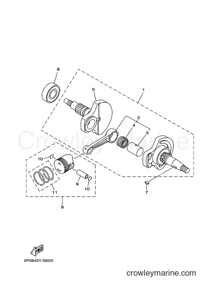 Yamaha Motors T110S (2P08) [010] - CRANKSHAFT & PISTON