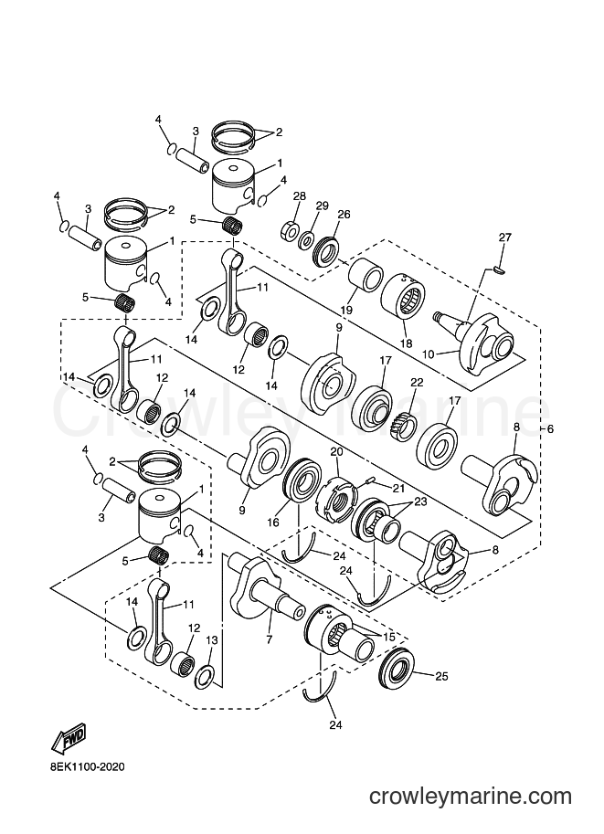 2004 Snowmobile SXV700 - SXV700 (8EN4) [020] - CRANKSHAFT & PISTON