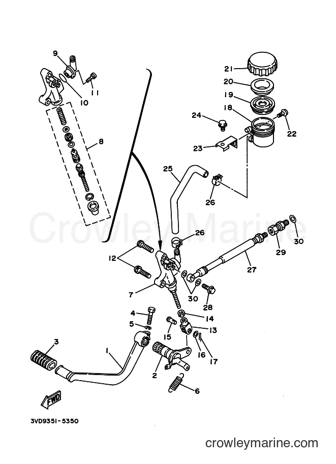 1995 Street Bike TDM850 - TDM850 (3VD9) [99B] - REAR MASTER CYLINDER