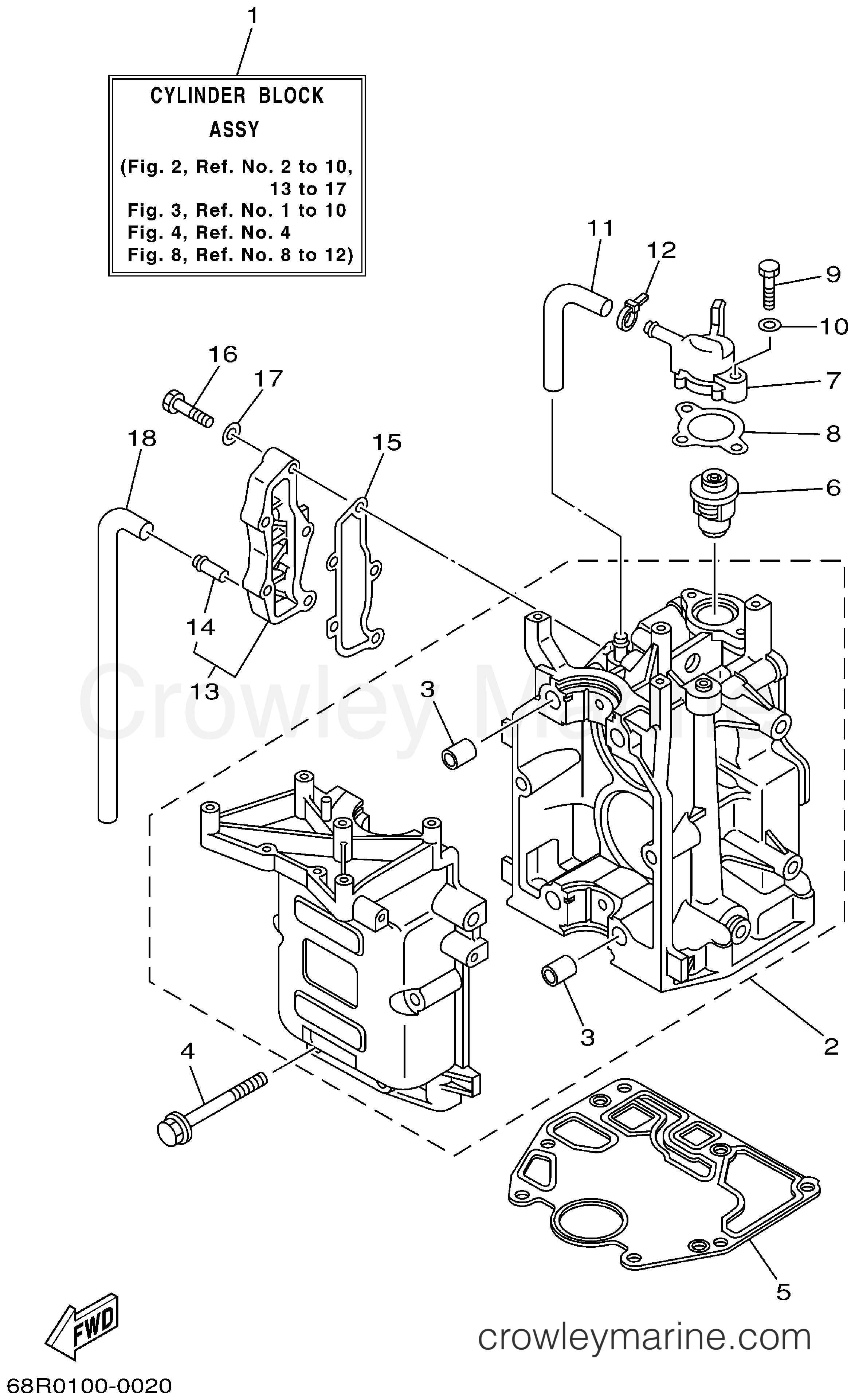 Yamaha Motors F6MLHA - CYLINDER CRANKCASE 1