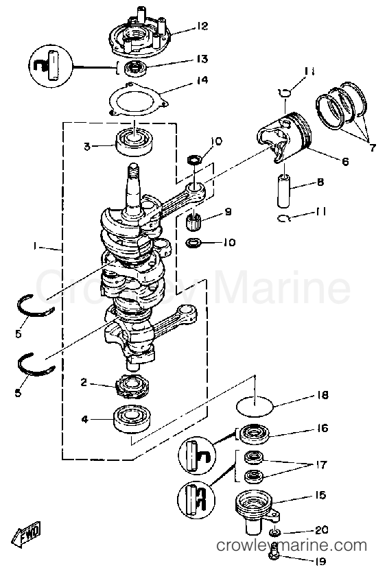 Yamaha Motors 40ELG - CRANKSHAFT PISTON