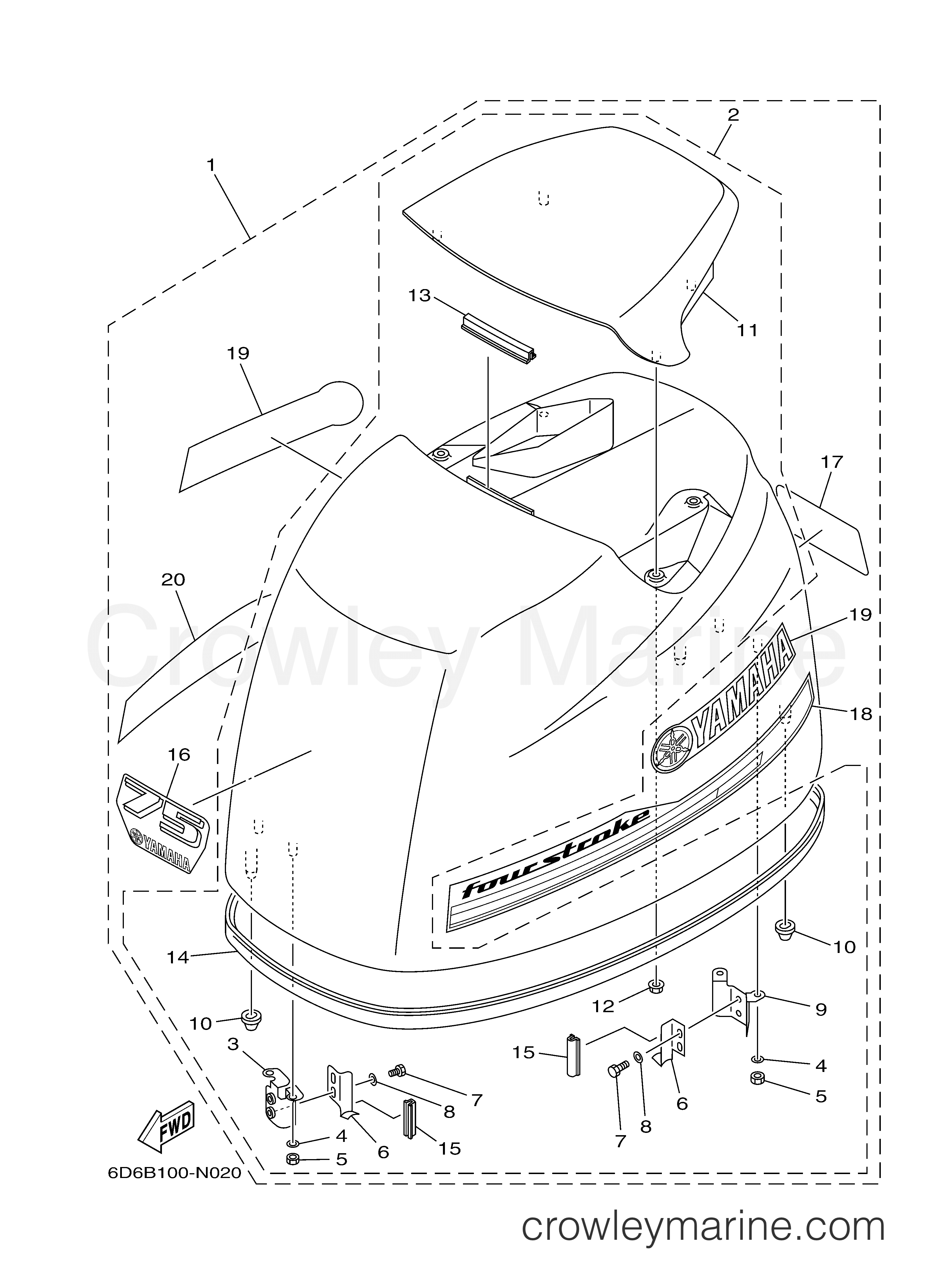Yamaha Motors F75LA - TOP COWLING