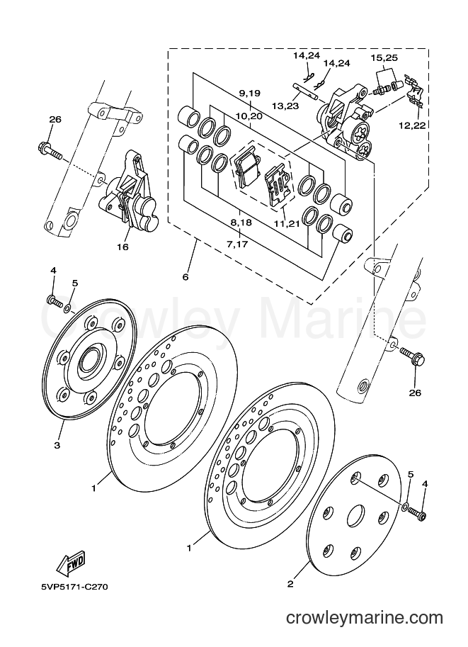 Yamaha Motors XV1700A (5VNL) [010] - FRONT BRAKE CALIPER