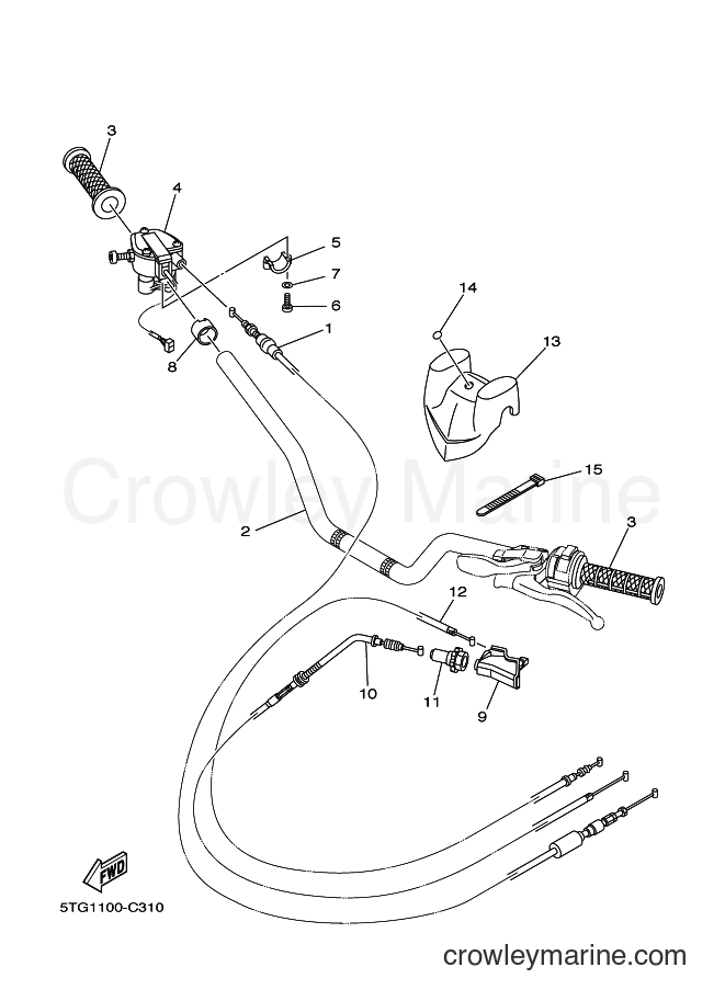 Yamaha Motors YFZ450 (5TG3) [010] - STEERING HANDLE & CABLE