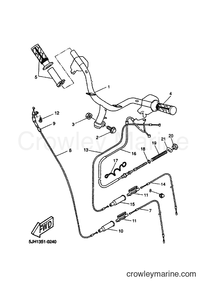 2000 Scooter EW50 - EW50 (5JH1) [030] - STEERING HANDLE & CABLE
