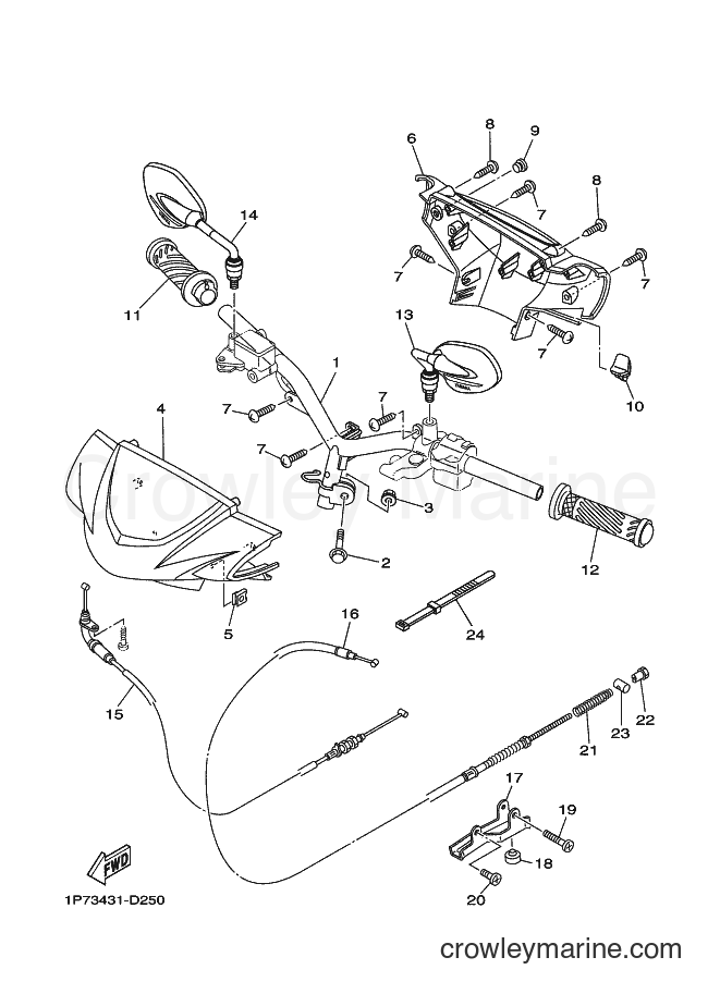 2007 Scooter AT115C - AT115C (1P76) [010] - STEERING HANDLE & CABLE