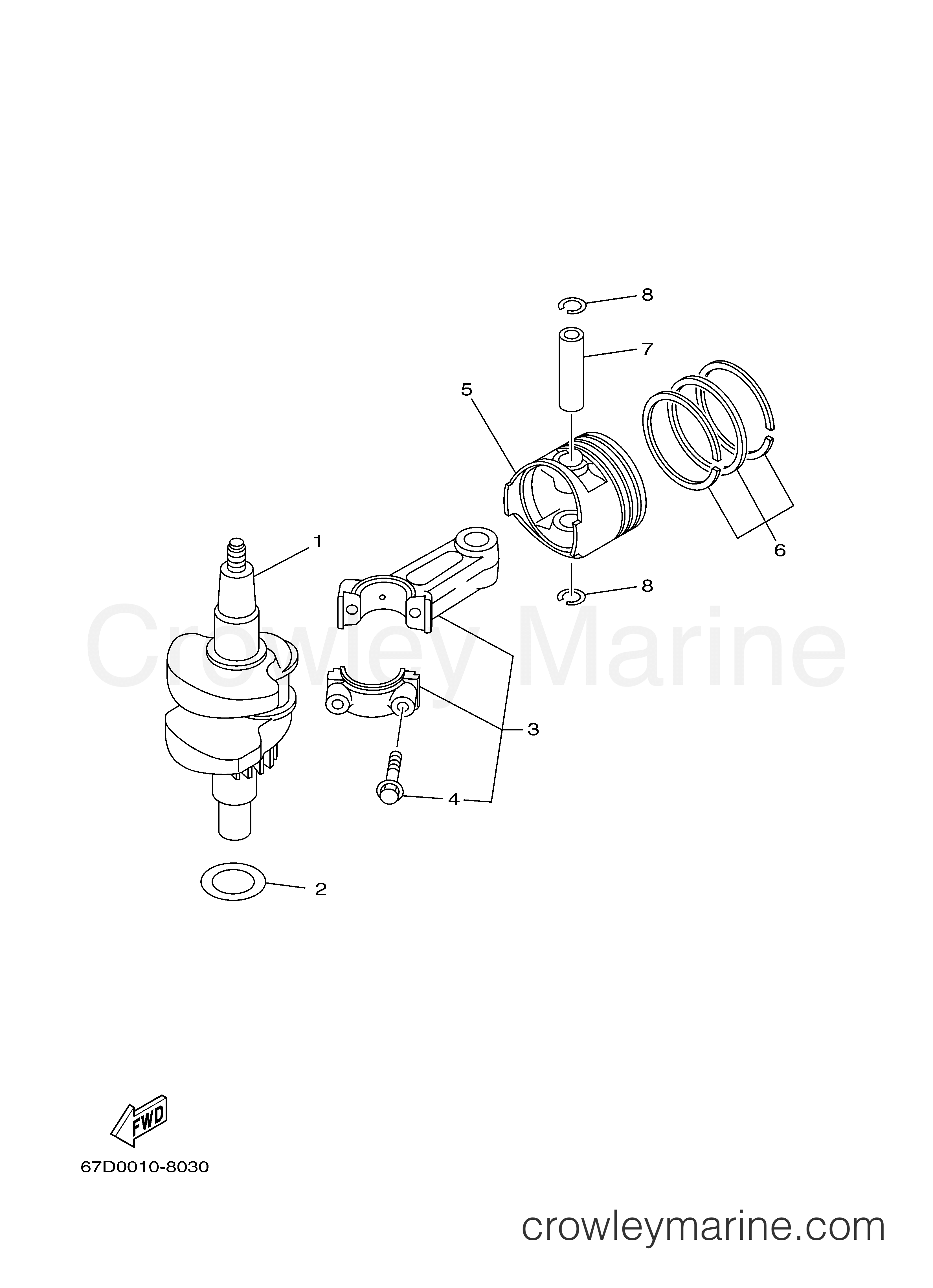 Yamaha Motors F4MSH - CRANKSHAFT PISTON