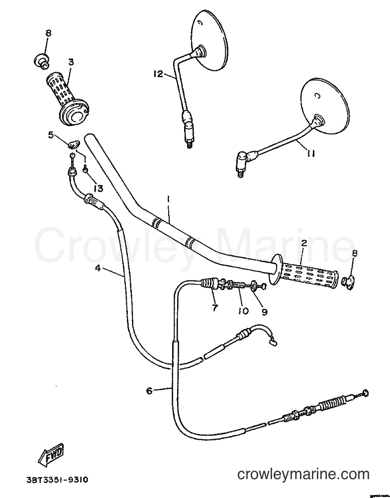 1989 Cruiser XV535 - XV535 (3BT2) [999] - STEERING HANDLE & CABLE
