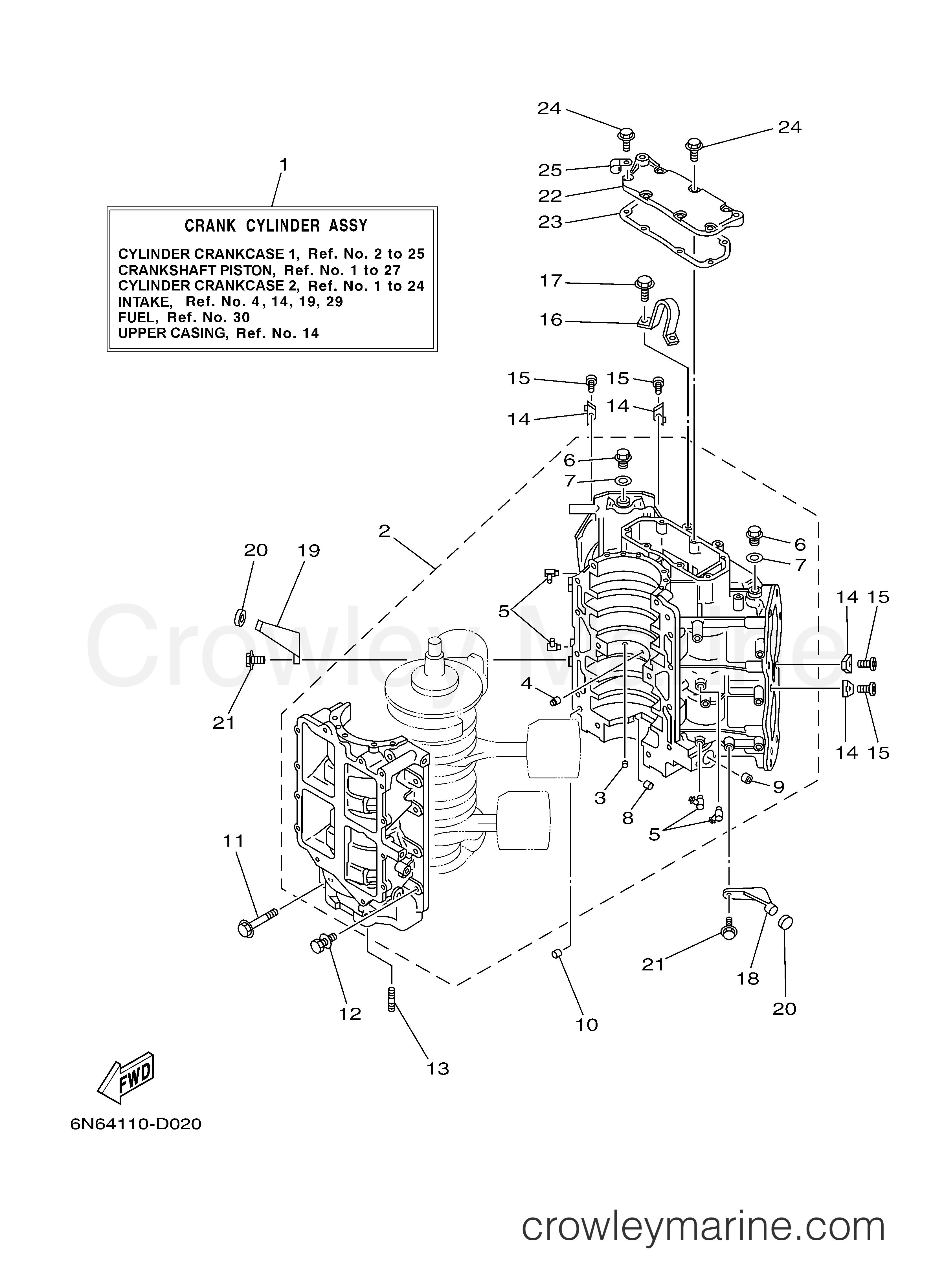 Yamaha Motors 115TXRD - CYLINDER CRANKCASE 1