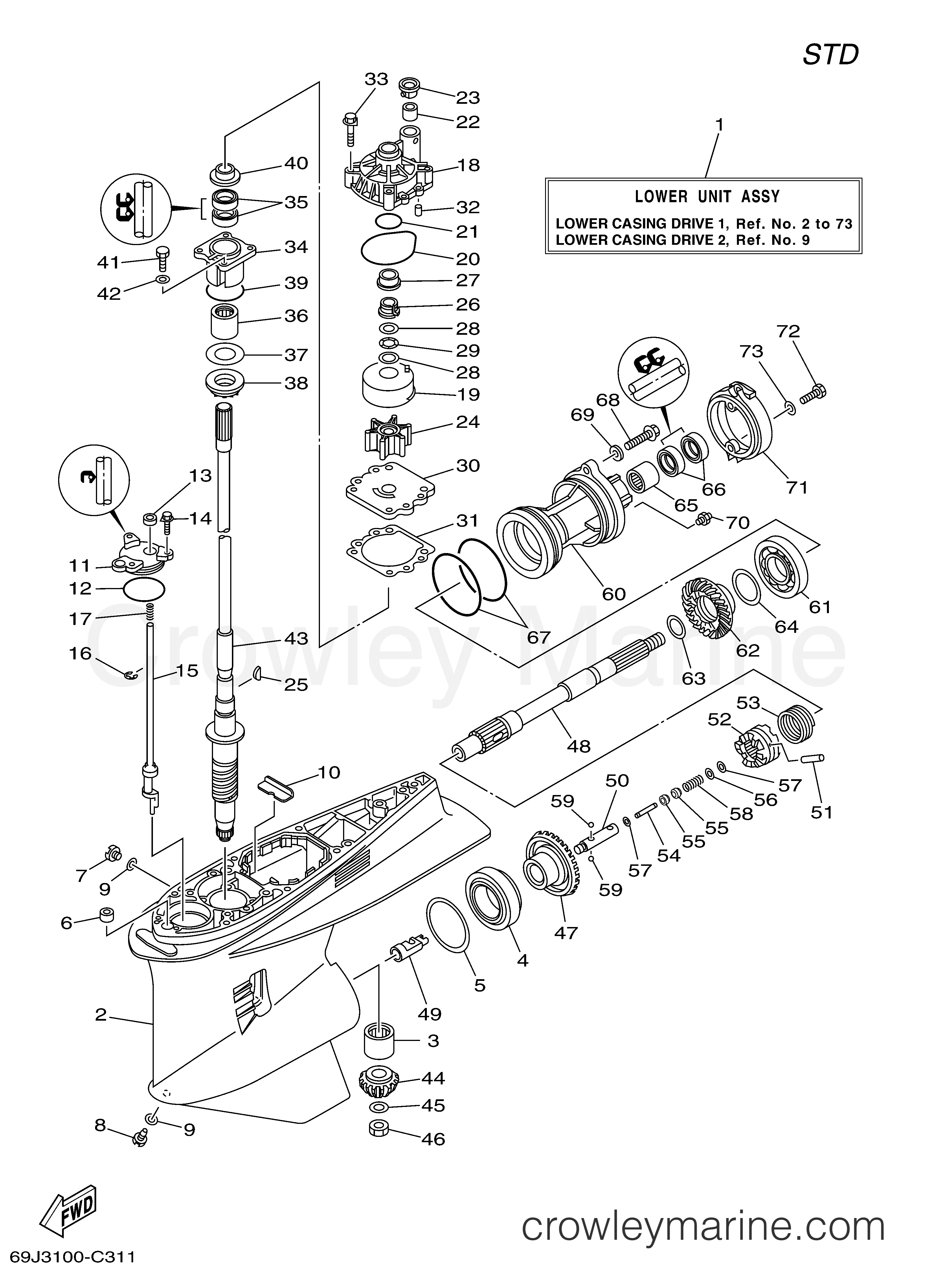 Yamaha Motors F200TXRD - LOWER CASING DRIVE 1