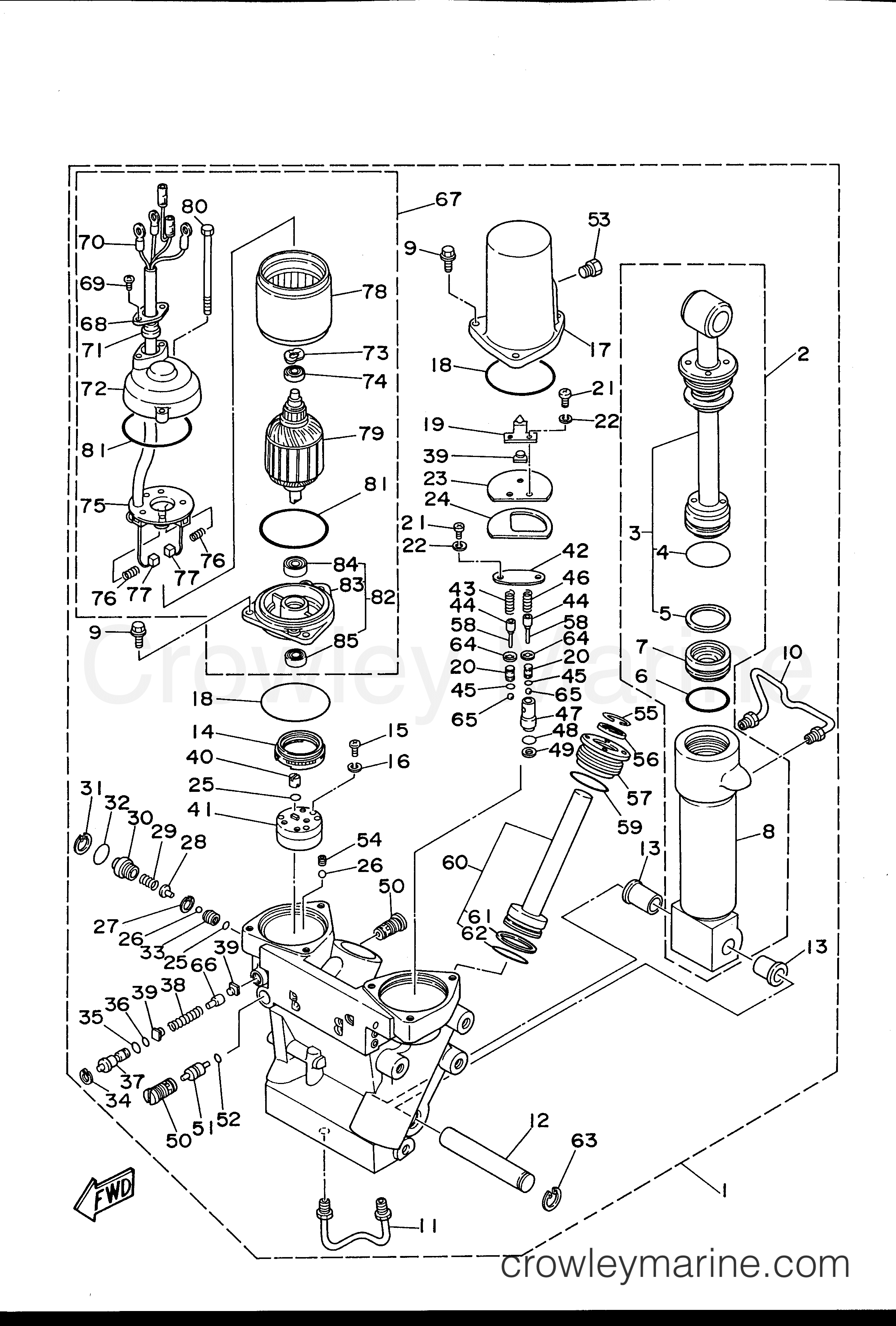 POWER TRIM TILT ASSEMBLY 1 1996 Outboard 225hp S225TXRU Crowley Marine