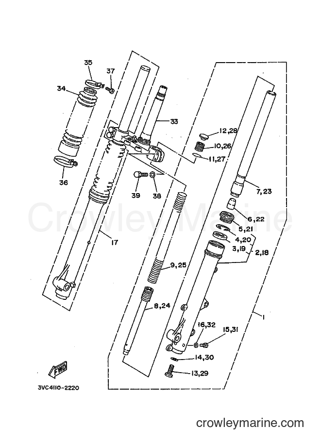 1992 Dirt Bike RT180 - RT180 (4BN2) [010] - FRONT FORK